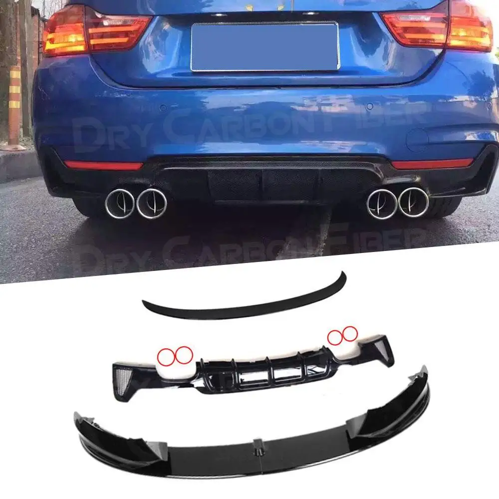 

for BMW 4 series M Sport F32 F36 2014 UP not Convertible Goss Black Front Lip Rear Bumper Lip OO-OO Diffuser Rear Spoiler Wing