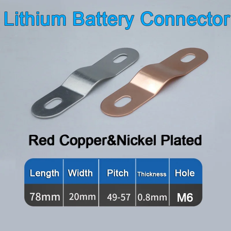

Copper Lithium Battery Connector Fixed Welding-free Large Monomer Nickel-plated Pickling M6 Pitch 52mm Battery Accessories