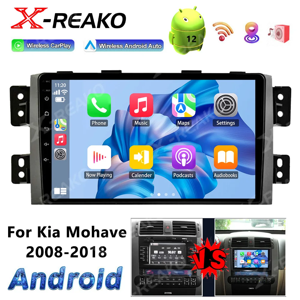 

X-REAKO Car Radio Multimedia Video Player For Kia Mohave 2008-2018 Navigation Stereo GPS Android 12 WIFI 2DIN Bluetooth CarPlay