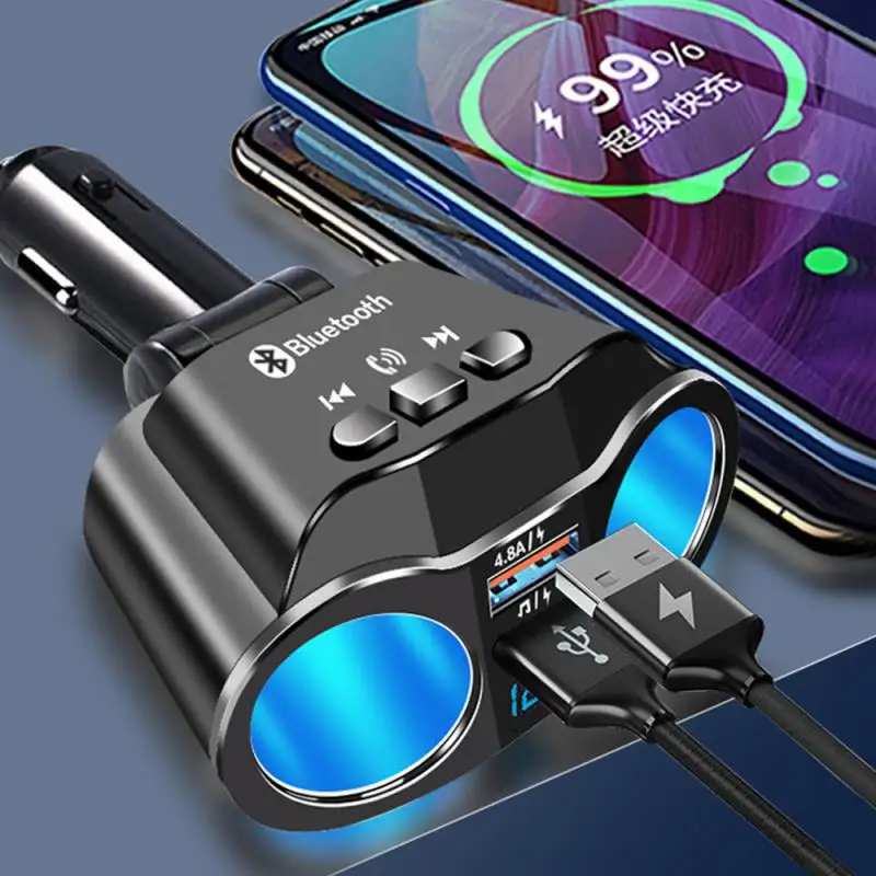 

FM Modulator For Cars Car Bluetooth-compatible 5.0 Charger 90W Dual USB Cigarette Lighter MP3 Music Player Car Charging Socket