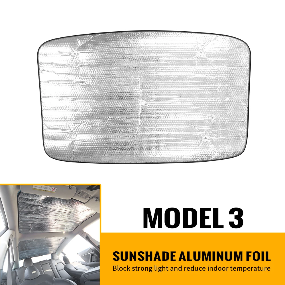 

Car Skylight Front Rear Windshield Sunshade Aluminum Foil for Tesla Model 3 2017-2021 Sun Shade Anti UV Soundproof Mats Pads