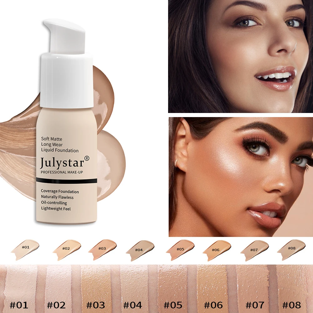 

30ml Foundation Base Soft Matte Long Wear Oil Control Concealer Liquid Cream Women Fashion Makeup Waterproof S1