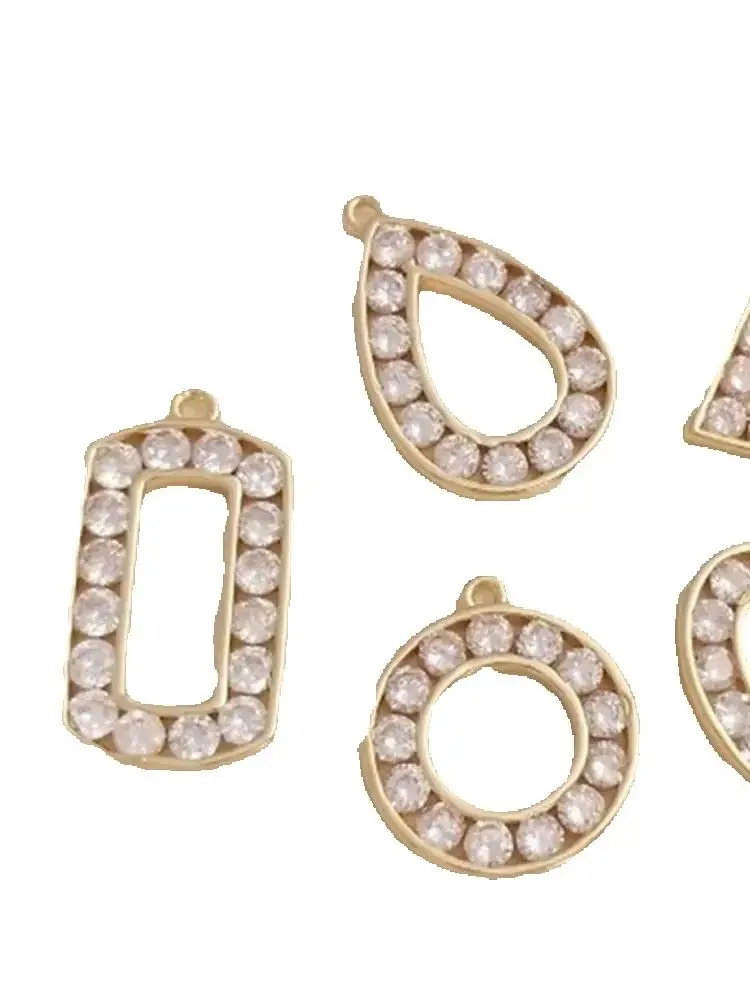 Цирконовый геометрический кулон 14-каратное золото круглое капельное сердце