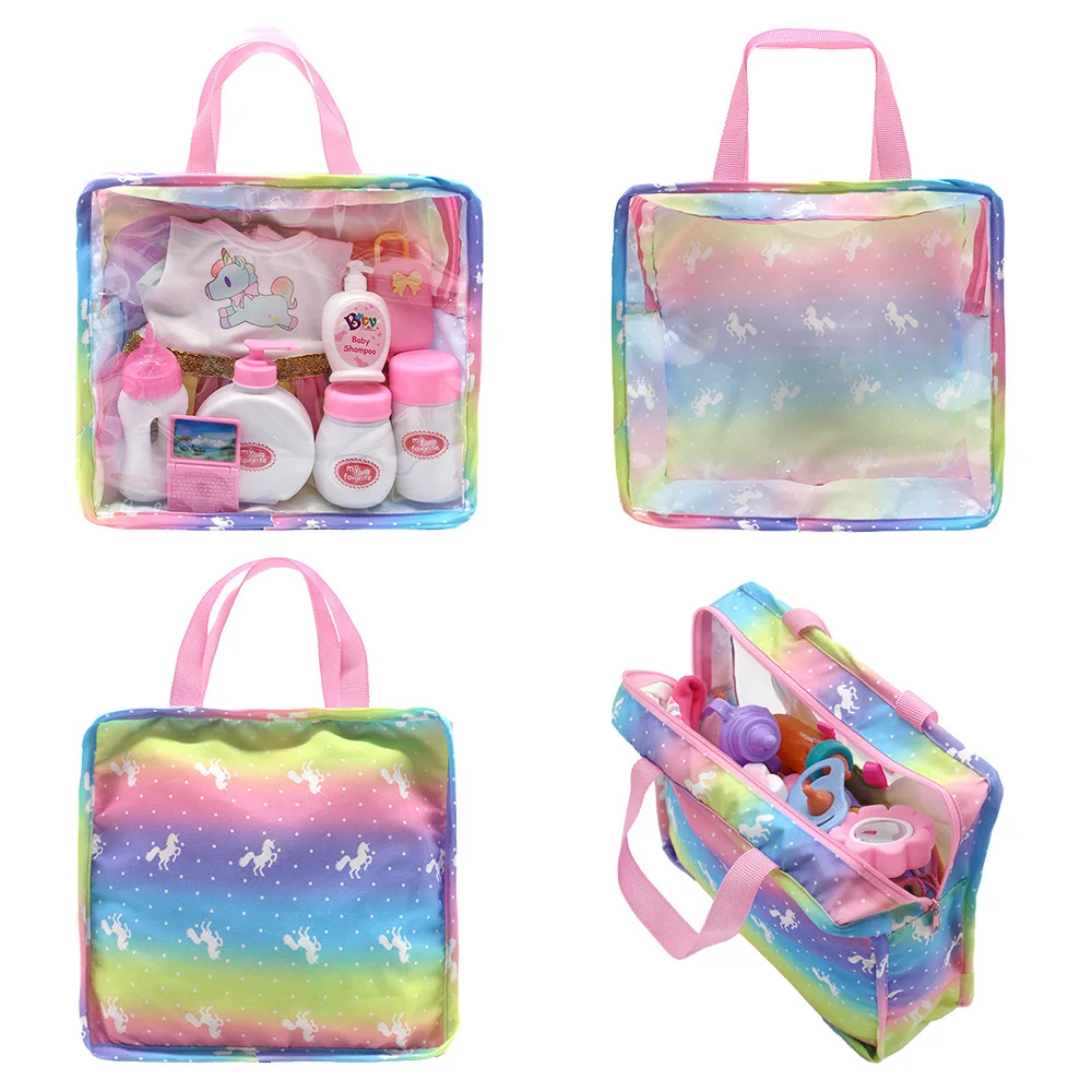 

43cm Doll Handbag Baby Born Doll Rainbow Bag Nendoroid Transparent Storage Bag Baby Christmas Gift Doll Accessories