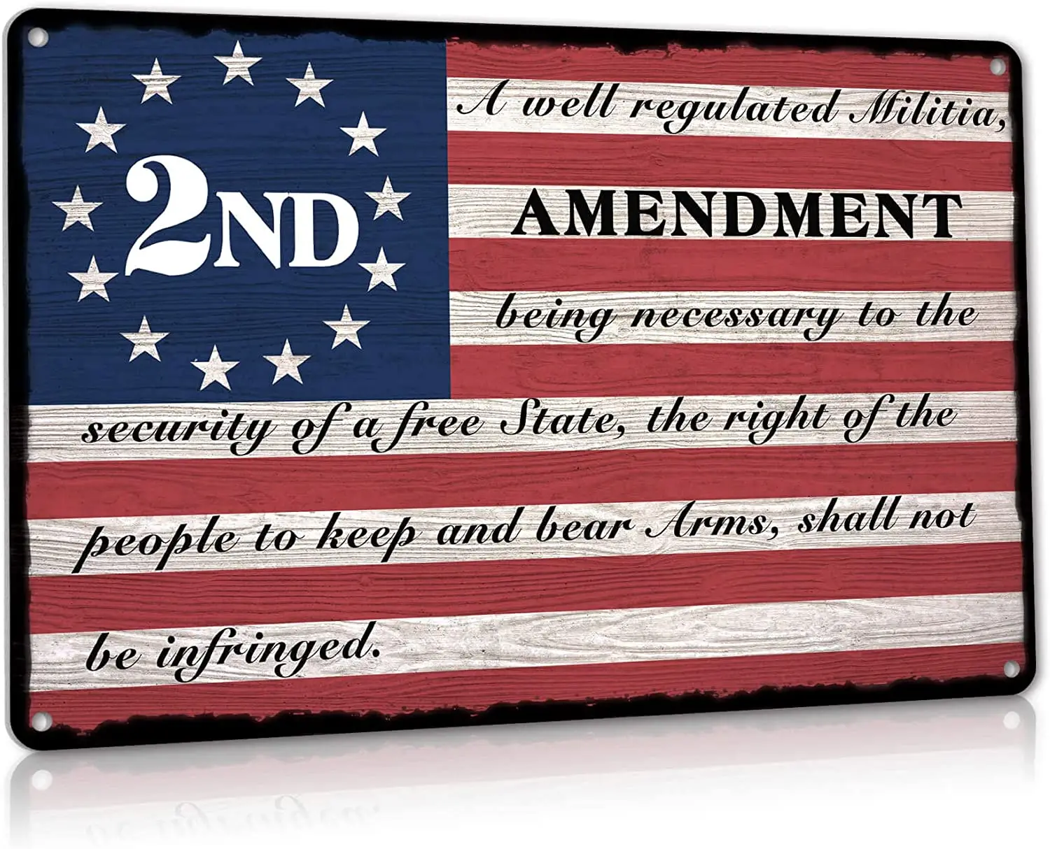 

ALREAR 2nd Amendment Metal Tin Sign, Patriotic Americana Wall Decor for Firing Ranges, Gun Room Gifts for Veterans Military