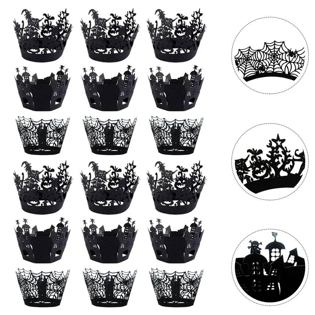 

36pcs Cake Paper Cups Spiderweb Cupcake Liner Cup Cake Case Spider Web Cake Wrapper Party Cake Cups Horror Party Cake Liner