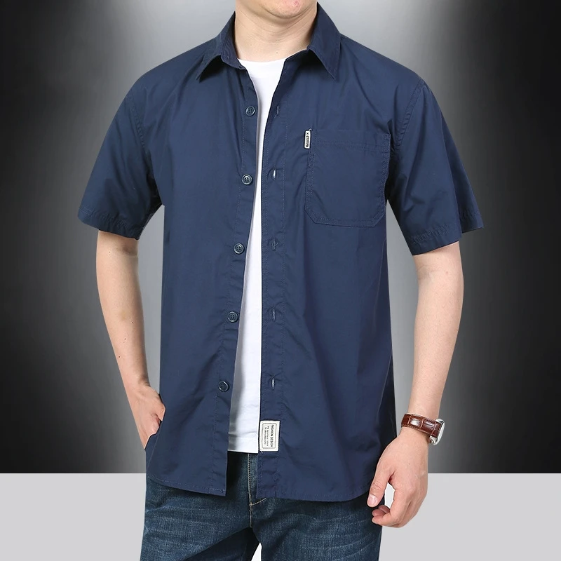 

Summer Cotton Linen Shirts for Men Casual Short Sleeved Shirts Blouses Solid Turn-Down Collar Formal Beach Shirts Male Clothing