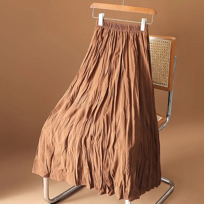 

Pleated Skirts Womens Vintage High Waist Long Korean Fashion Clothing Harajuku Skirt 2023 Summer Loose Casual Jupe Faldas L01