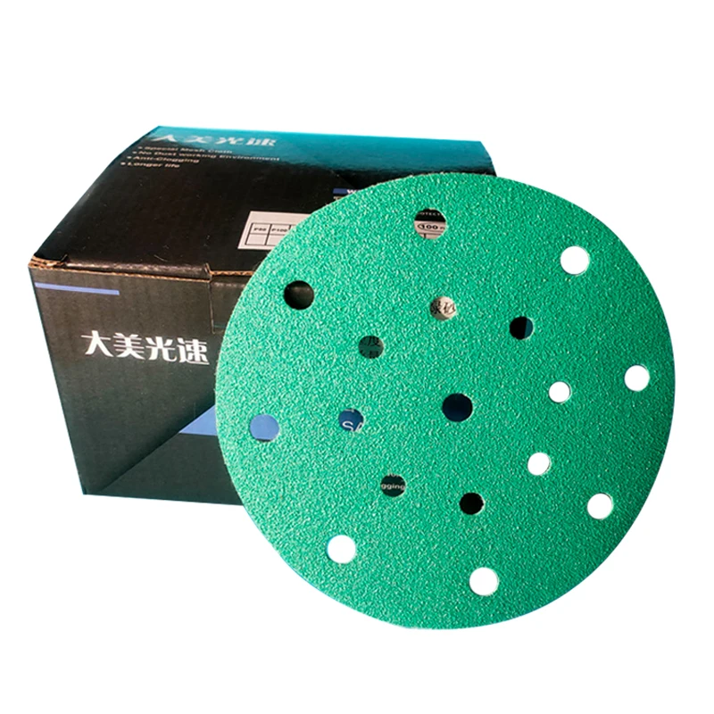 Universal 6 Inch 17 Hole Dry Sanding Paper 150mm Pneumatic Round Self-adhesive Flocking Sanding Putty
