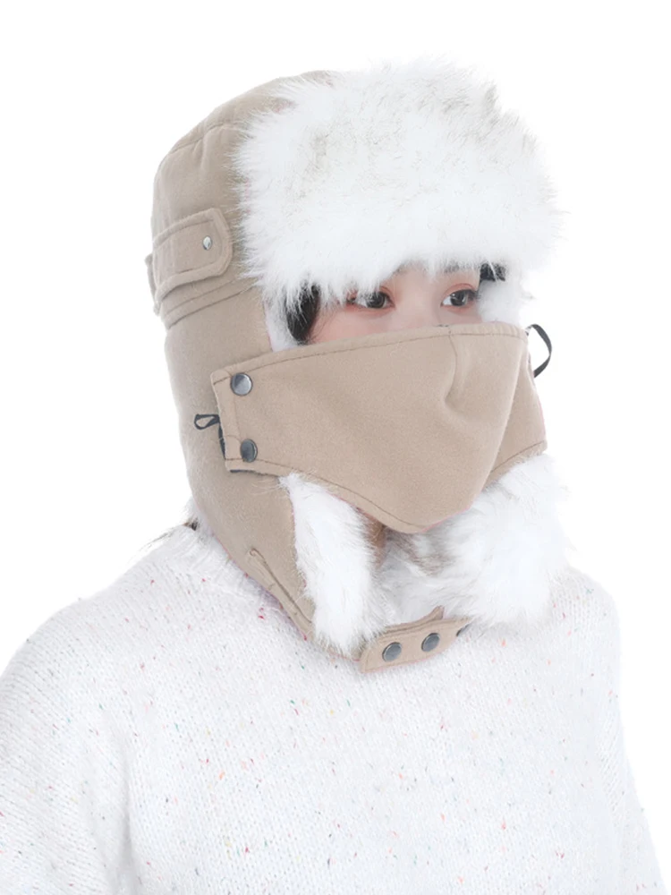 Шапка-ушанка Авиатор женская зимняя из искусственного кроличьего меха теплая