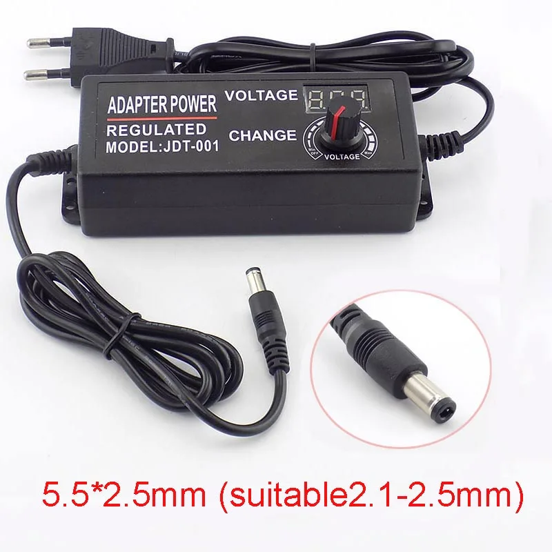 

Adjustable Power Adapter AC 100-220V to DC 3-12V5A CCTV Camera Power Supply for Led Strip Light Display Screen Charger 5.5*2.5mm