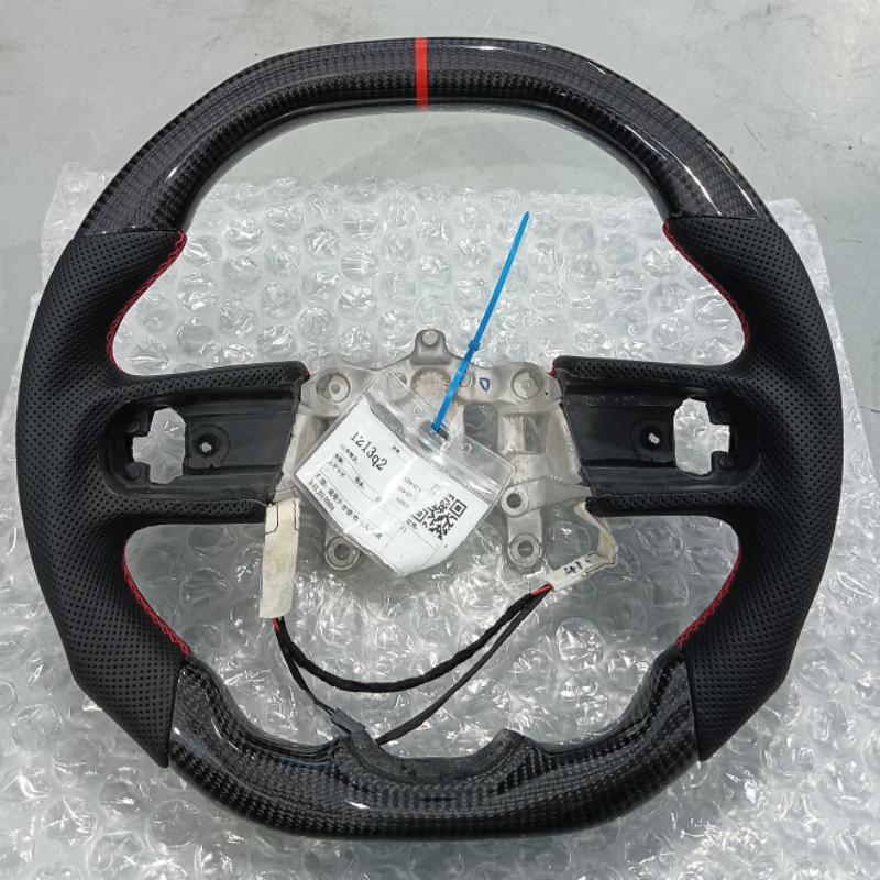 

Перфорированный кожаный руль из углеродного волокна для Jeep Wrangler JL 2018-2024, аксессуары с плоской верхней частью и плоским дном