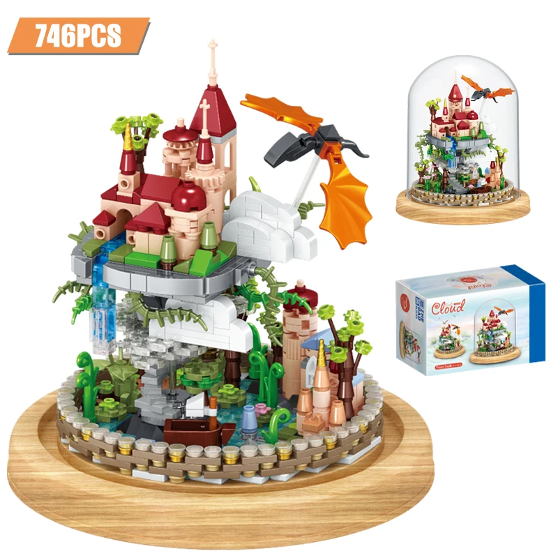 

746 Pcs MOC Mini City Street View Sky Castle Building Blocks House Architecture Home Decoration Bricks Toys For Children Gifts