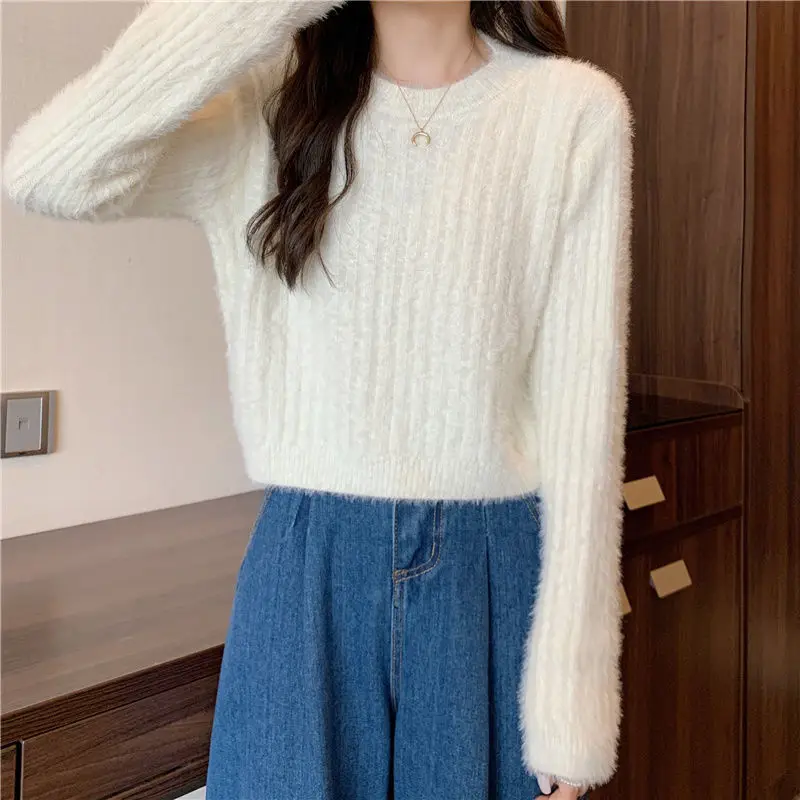 

Soft and glutinous pullover sweater women autumn and winter design sense chic loose and gentle temperament knit pullover female
