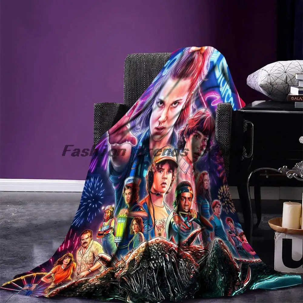 

Hot Movie Stranger-Things Fleece Throw Blanket Print on Demand Flannel Blankets for Sofa Customized DIY Dropshipping