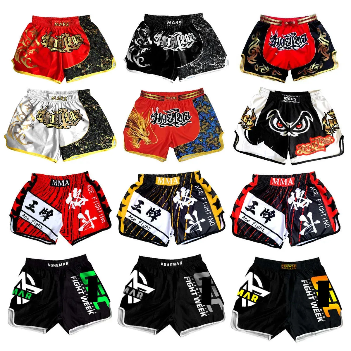

Muay Thai Shorts for Men Women Children Fitness Sports Kickboxing Boxing Training Pants Grappling Sanda Fightwear MMA Clothing