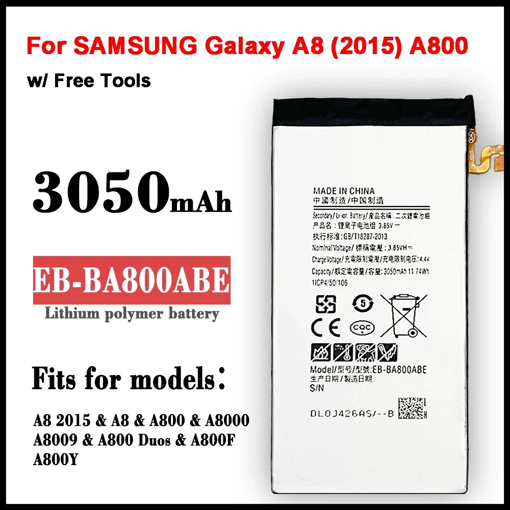 Оригинальный аккумулятор EB-BA800ABE EB-BA800ABA 3050 мАч для SAMSUNG Galaxy A8 (2015) A800 SM-A8000 A800F A800S A800YZ