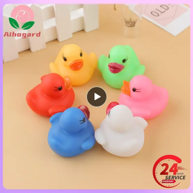 

1~7PCS Baby Bath Toy Cute Duck LED Water Sensor Luminous Floating Rubber Duck Flashing Little Duck Kids Bathroom Novelty Swim