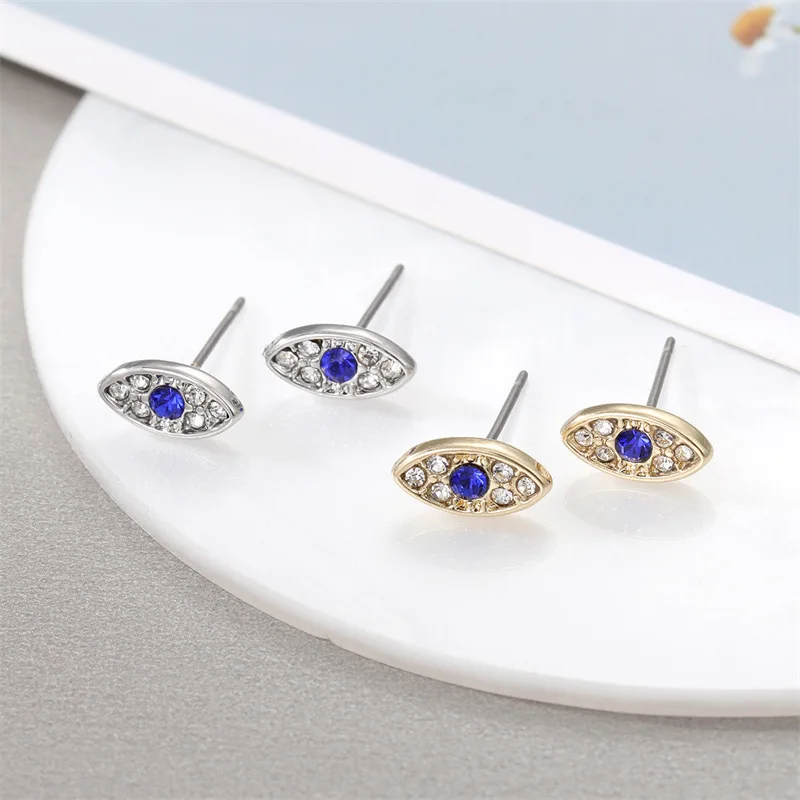 

Fashion Rhinestone Evil Eye Earrings for Women Personality Full Crystals Ear Studs Charm Girl Trend Ear Jewelry Friendship Gifts