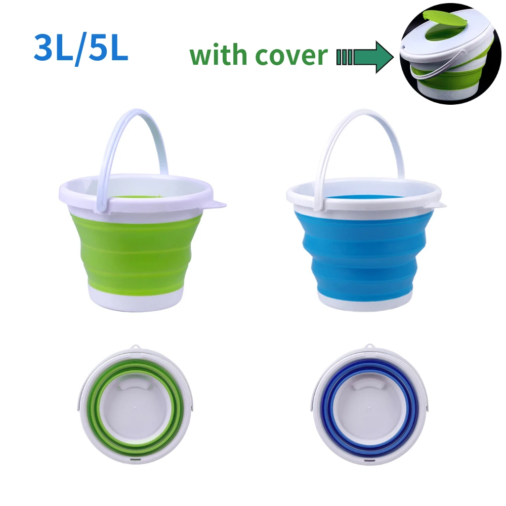 

3/5L Collapsible Bucket Portable Folding Bucket Lid Car Washing Bucket Children Outdoor Fishing Travel Home Storage Box