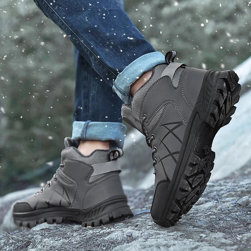 Brand Men Winter Snow Boots Waterproof Super Warm Sneakers Outdoor Male Hiking Boots Work Shoes Size 39-46