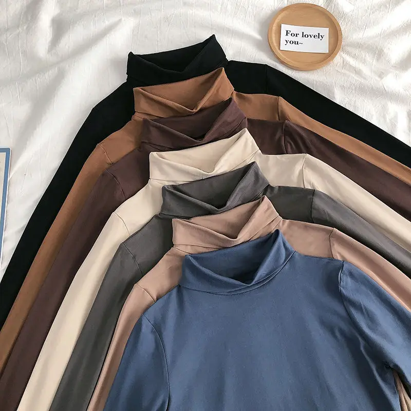 Женские футболки Женская водолазка зимняя футболка с длинным рукавом Женский