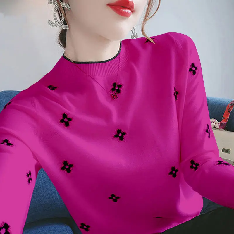 

Exquisite Embroidered Sweater Female 2021 Autumn and Winter New Slim Size Korean Long Sleeve Knitted Top Pullover Harajuku