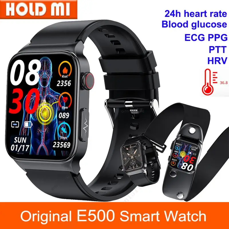 

Смарт-часы E500 мужские с функцией измерения уровня сахара в крови и ЭКГ