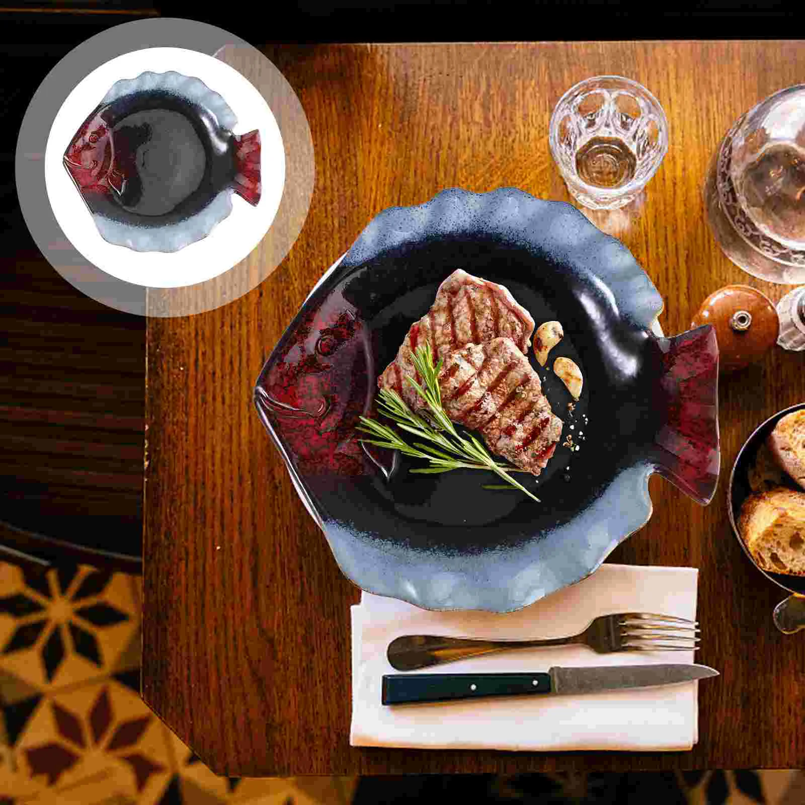 

1pc Snack Plate Design Durable Ceramic Fruit Tray Serving Dish Fruit Plate Kitchen Dinnerware for Restaurant Home