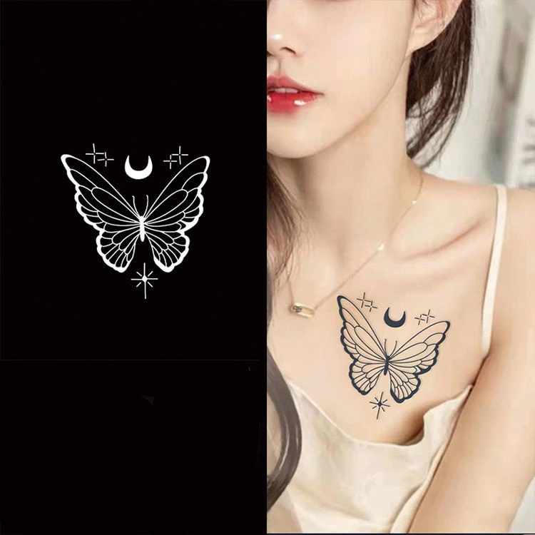 

2022 New Star Moonlight Butterfly Art Waterproof Juice Tattoo Stickers for Woman Man Sexy Fake Tattoo Body Temporary Tattoo Arm