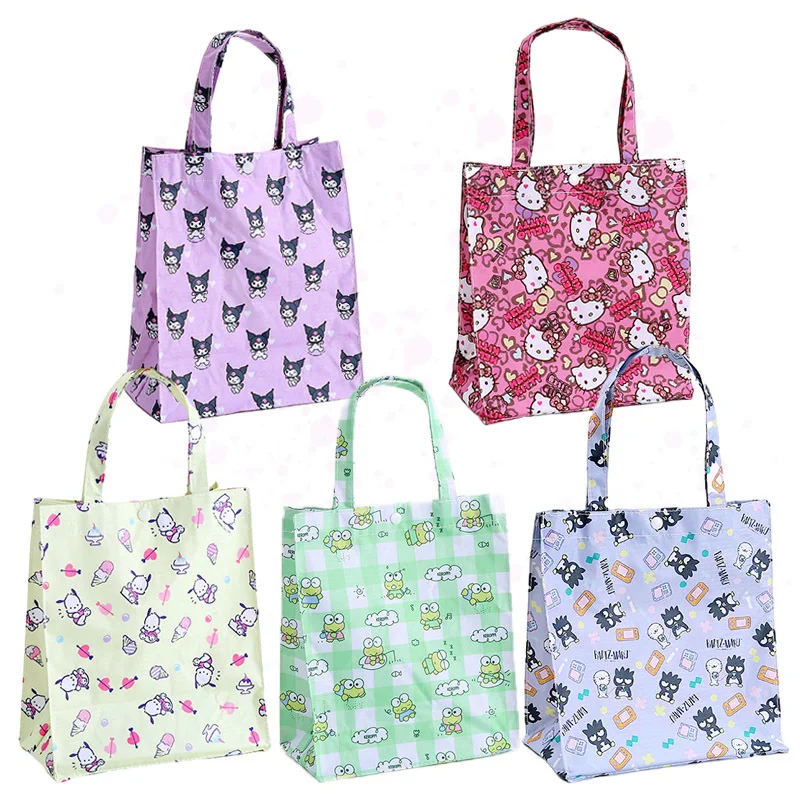

Kawaii Sanriod Anime Kuromi Portable Lunch Bento Bag Go Out Bag Cartoon Print Large Capacity Handbag Storage Bag