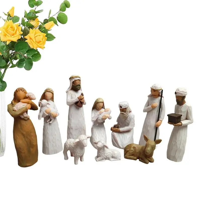 

Набор статуй на тему Рождества, хризопасности, ручная роспись