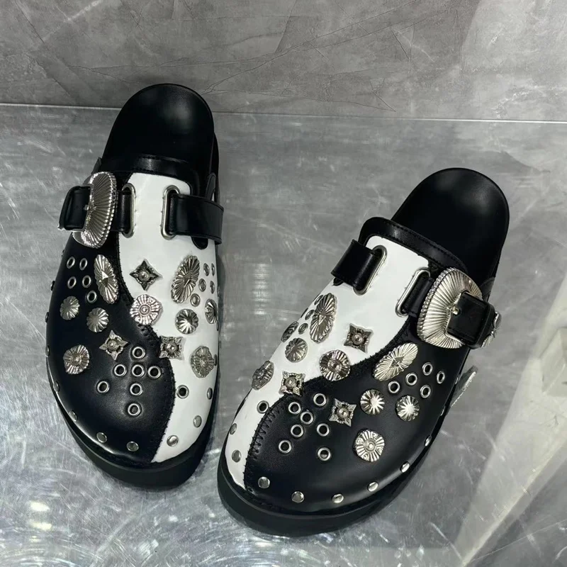 Сандалии из натуральной кожи для мужчин и женщин дышащие шлепанцы круглый носок