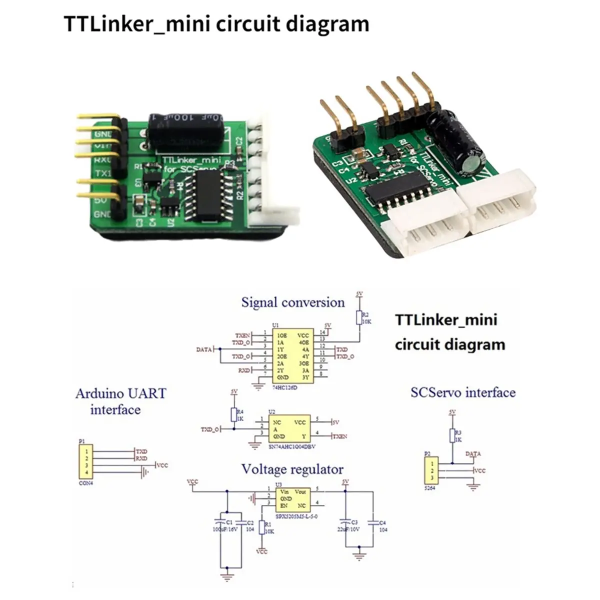 Фото Плата-конвертер SWXF TTLinker Mini для Arduino и Scservo: для роботов и сервоприводов №5
