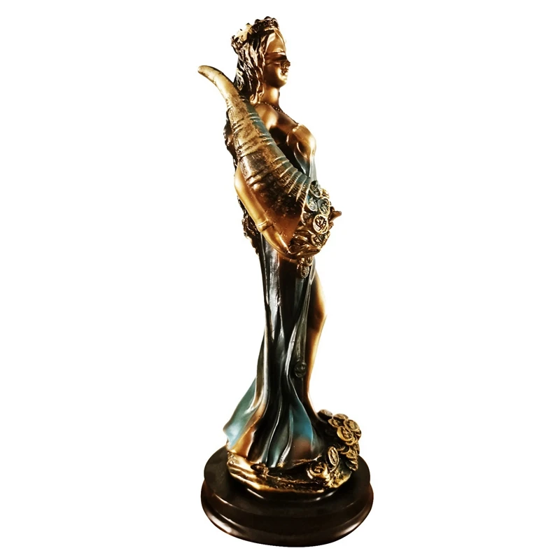 

2X Blindfolded Fortuna Statue Ancient Greek Roman Goddess Of Fortune Vintage Blue Luck Sculpture Luck Decorations