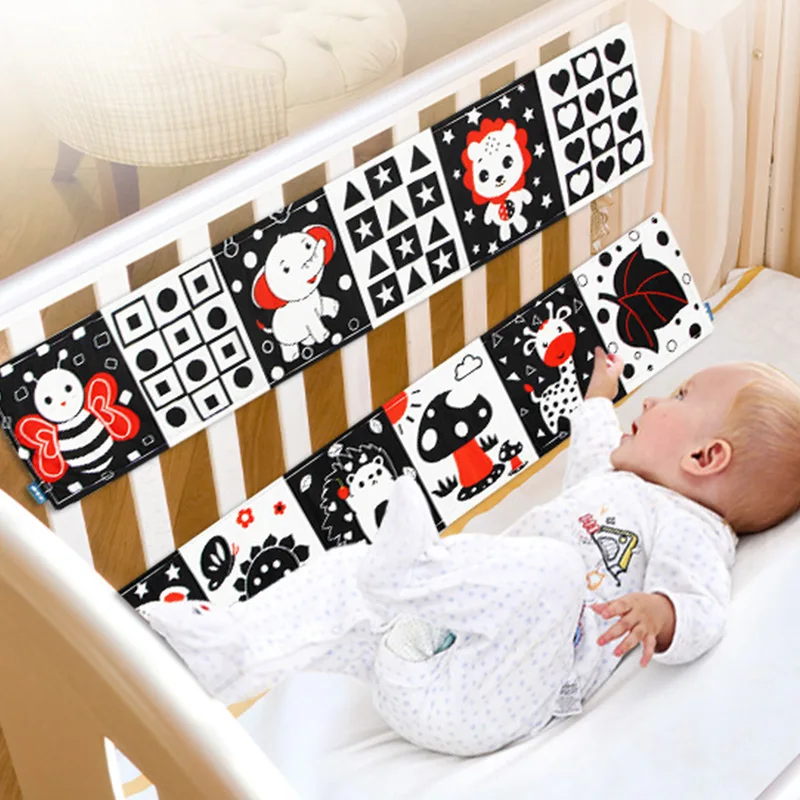 

Черно-белые детские игрушки для возраста 0-12 месяцев, развивающая игрушка для детской кроватки, подвесная кроватка, Игрушки для раннего обучения для малышей