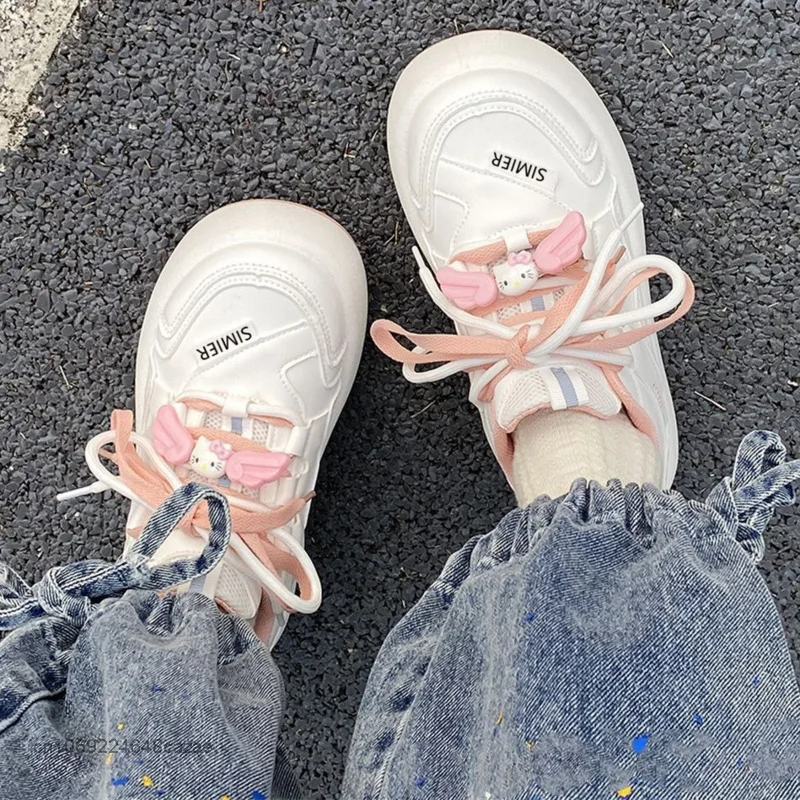 Sanrio Hello Kitty Small White Shoes Y2k Korean College Style High Street Sneakers Student Fashion Versatile Shoes For Women
