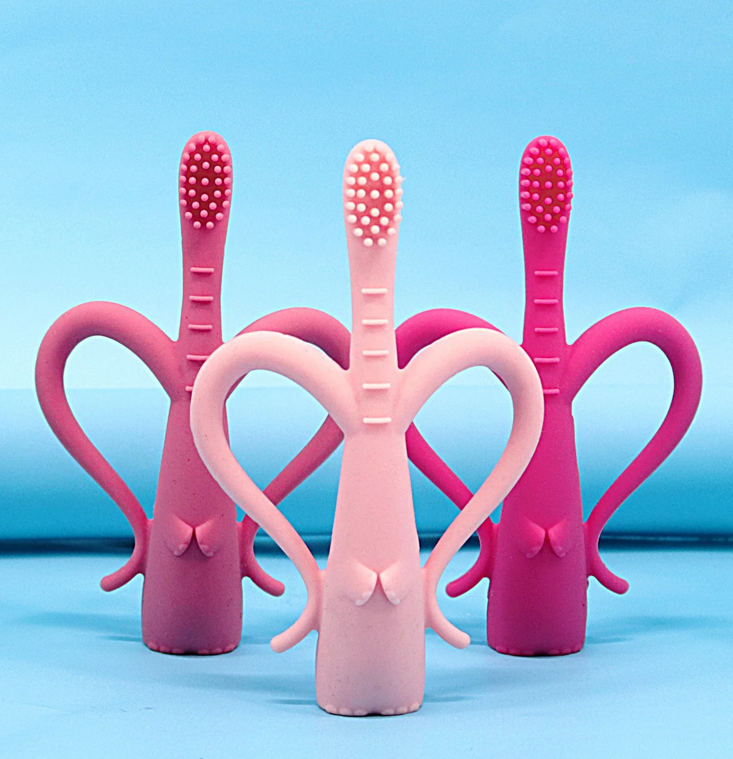

Silicone Baby Teething Chew Toy Silicone Toothbrush Teether Baby Teether Safe Toys BPA Free Food Grade Toothbrush Nursing Gift