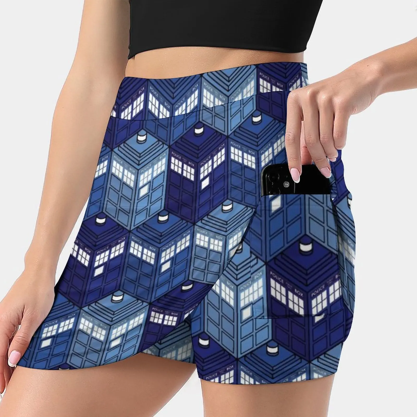 

Infinite Phone Boxes Women's skirt Mini Skirts A Line Skirt With Hide Pocket Who Who Dr Tardis Phone Box Police Box Time Travel