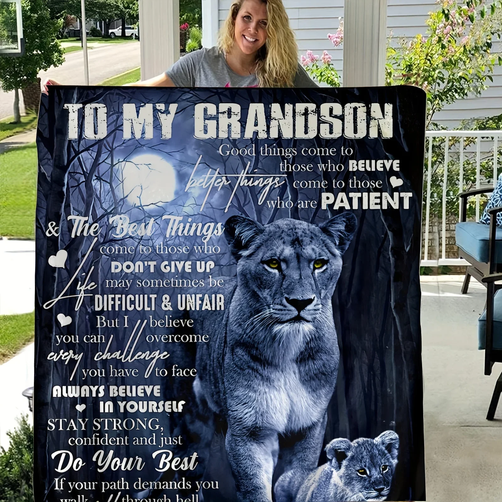 Фланелевое Одеяло с принтом в виде льва для моего внука из бабушки мягкий теплый