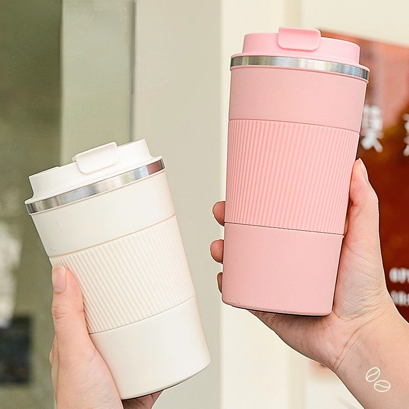 

380 мл/510 мл двойные кофейные кружки из нержавеющей стали с нескользящим чехлом Автомобильная вакуумная фляжка для путешествий термос бутылк...