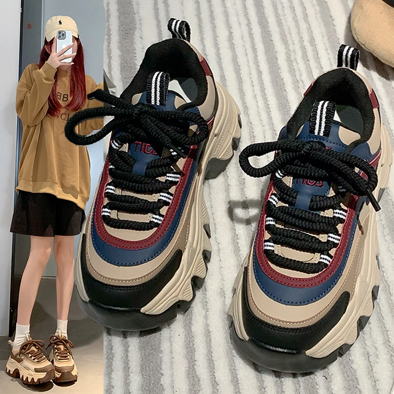 

Thick base Muffin shoes 2023 spring and autumn New Women's Leisure Running shoes Student shoes tide