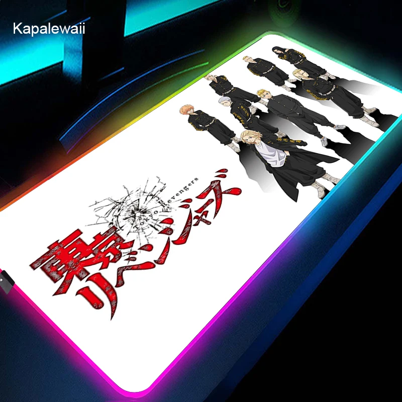 

900x400mm RGB Tokyo revengers Large Mouse Mat Anime Laptop Mouse Pad Notbook Computer Keyboard Gaming Mousepad Gamer Play Mats