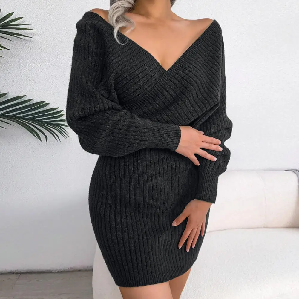 

Sweater Dress Batwing Long Sleeve Women Dress Sexy Autumn Winter Sweater Mini Dress