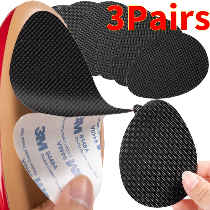 3Pairs Wear-resistant Tendon Rubber Anti-Slip Shoes Heel Sole Protector Shoe Pads Self-Adhesive Non-slip High Heels Stickers