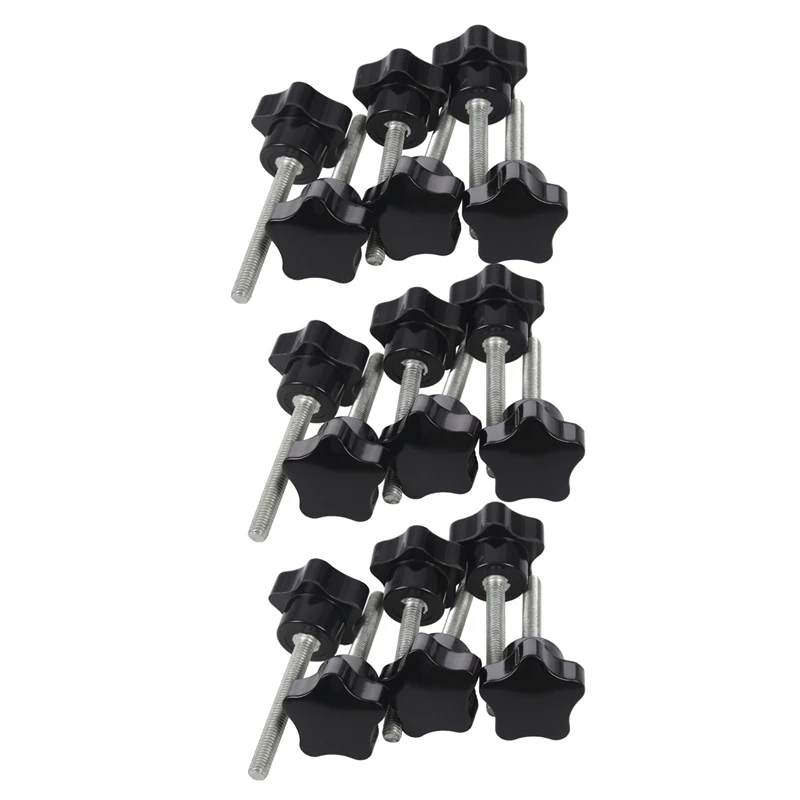 

18 Pcs M6 X 50 Mm Locking Star-Shaped Plastic Head Male Thread Knob Grip