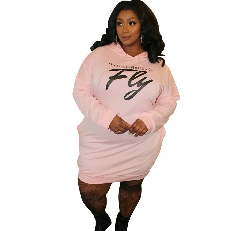 

New Plus Size Ladies Mini Dress Long Sleeve 140KG 9XL 8XL 7XL 6XL 5XL Letter Print Hoodie Fashion Casual Dress