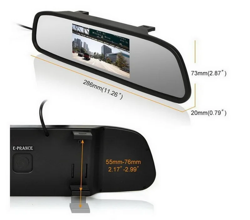 Car Rearview Mirror Monitor 4.3 inch 2 Video Input TFT LCD Display + Mini CCD Rear View Reversing Camera HD | Автомобили и