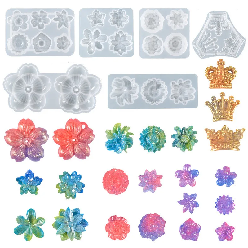 

All Kinds Of Three-Dimensional Crown Flower Silicone Mold 3D Petal Patch Pendant Jewelry Silicone Mold Cake Decoration Mold Tool