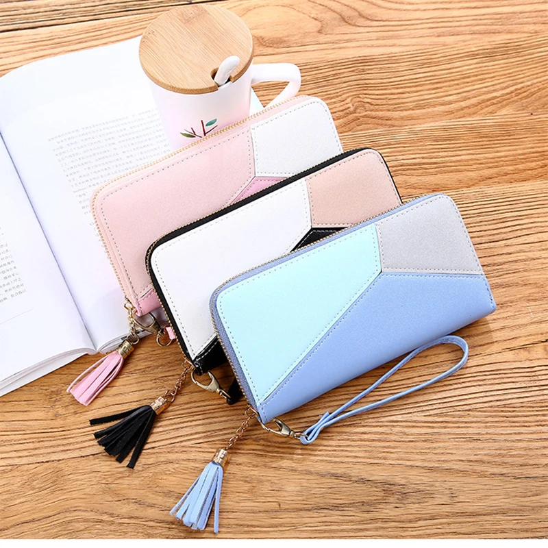 

Fashion Zipper Wallets Women's Long Purses Handbags Coin Purse Cards Holder PU Leather Billfold Wallet